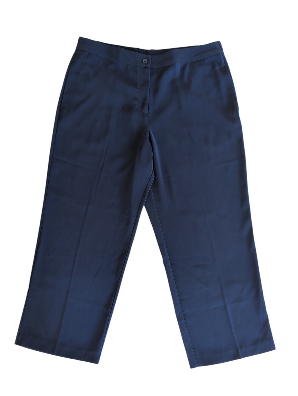 Susan Graver Style Cropped Trouser Pants Petite Large PL Navy Pockets